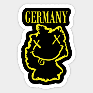 Vibrant Germany: Unleash Your 90s Grunge Spirit! Smiling Squiggly Mouth Dazed Smiley Face Sticker